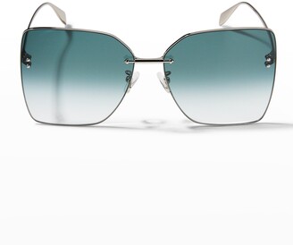 Alexander McQueen Oversized Square Metal Sunglasses