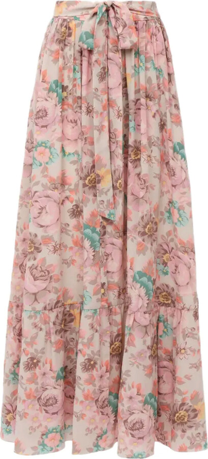 Chloé Floral-Print Ruffled Beach Skirt