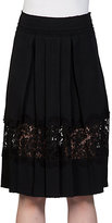 Thumbnail for your product : Lanvin Pleated Lace-Inset Skirt