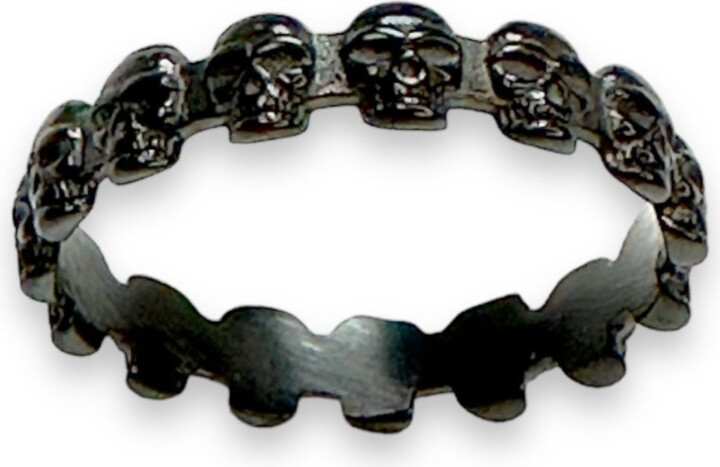 Jagged Halo Jewelry Eternity Skull Ring Black Rhodium