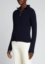 Thumbnail for your product : Chloé Ruffle Quarter-Zip Wool-Blend Turtleneck Sweater