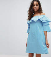 Thumbnail for your product : White Cove Petite Off Shoulder Boned Mini Dress With Volumnious Ruffle Sleeve Detail
