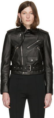 Balenciaga Black Leather Scarf Biker Jacket