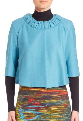 Akris Punto Ruched-Collar Cropped Bubble Jacket
