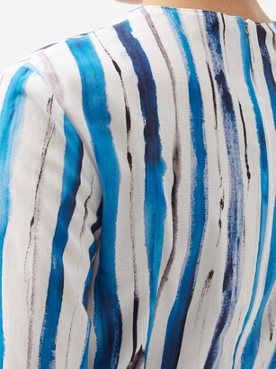 Christopher Kane Brushstroke-stripe Cotton-canvas Midi Dress - Blue White