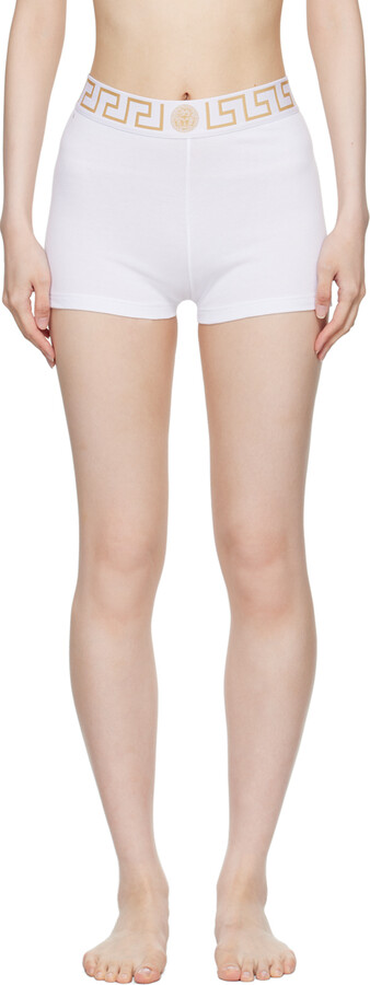 Versace Underwear White Greca Border Boy Shorts