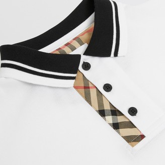 Burberry Vintage Check Trim Cotton Polo Shirt