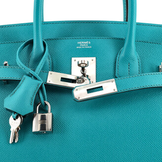 Hermes Birkin Handbag Bleu Paon Epsom with Palladium Hardware 30