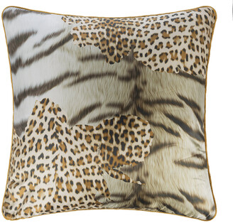 Cavalli Home - Tiger Leopard Silk Cushion - Gold - 60x60cm