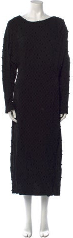 Rachel Comey Shift Dress Black Long Sleeve with Scoop Neck Concealed Zip Closure at Back Designer