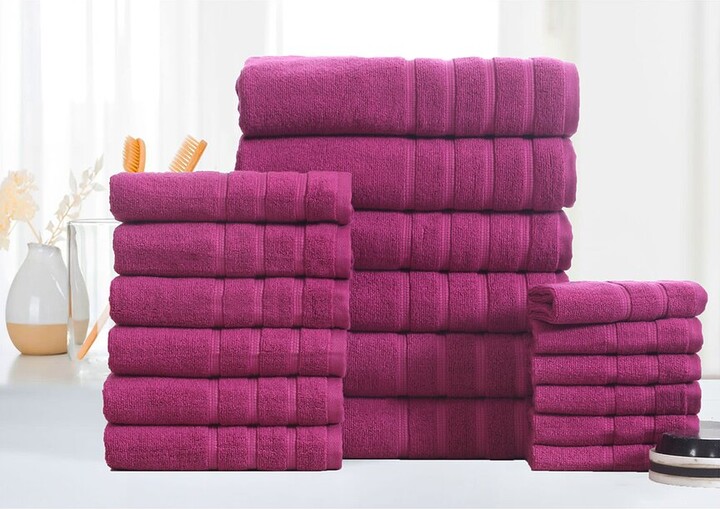 Bibb Home 18Pc Zero Twist Egyptian Cotton Towel Set