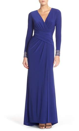 Vince Camuto Embellished Sleeve Jersey Gown - ShopStyle Evening Dresses