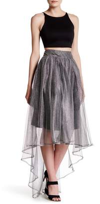 Gracia Silver Mesh Asymmetrical Fluffy Skirt