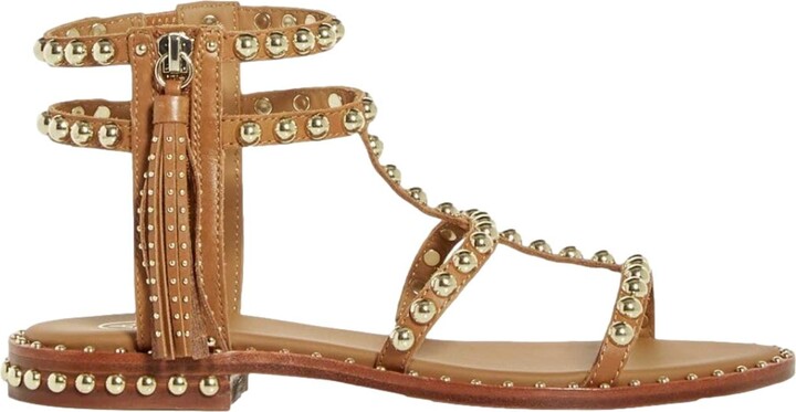 Ash Power Leather Gladiator Studded Flat Sandals New Cinnamon 421013-CIN Women's