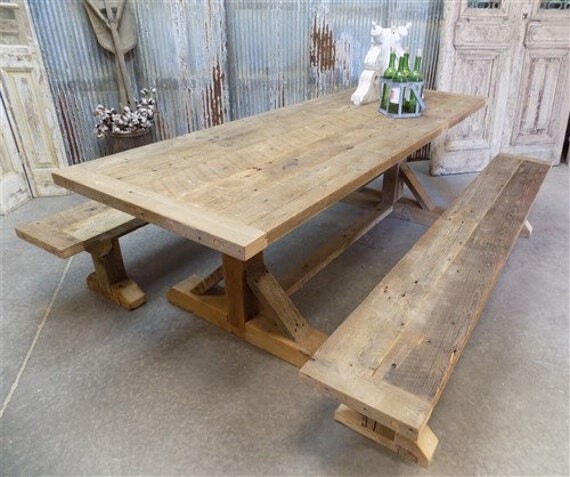 Etsy 8' Amish Pine Harvest T-Leg Table, Custom Made To Order, Rustic Farmhouse Table