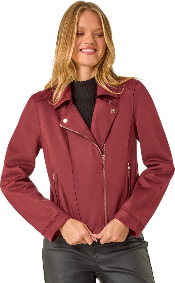 Roman Originals Roman Faux Suede Biker Jacket for Women UK