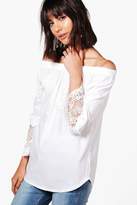 Thumbnail for your product : boohoo Crochet Trim Off The Shoulder Top