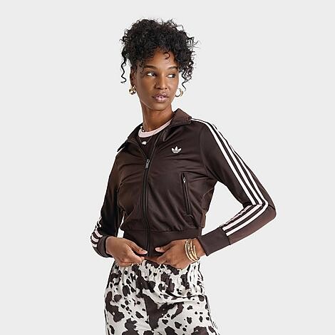 adidas Women's Originals adicolor Classic Firebird Track Top in Aurora Coffee/Sandy Pink | Size: Large