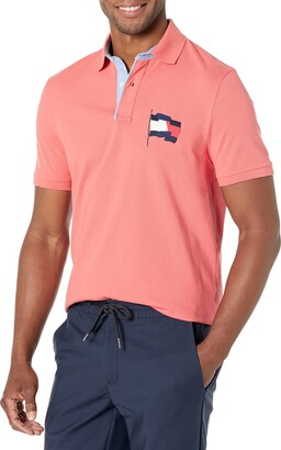Tommy Hilfiger Men's Short Sleeve Cotton Pique Flag Polo Shirt in Custom Fit