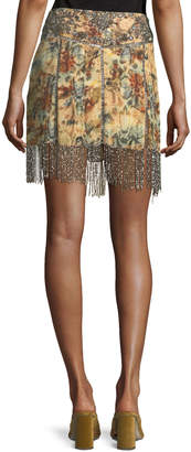 Haute Hippie The Orian Printed Mini Skirt w/ Embellishments