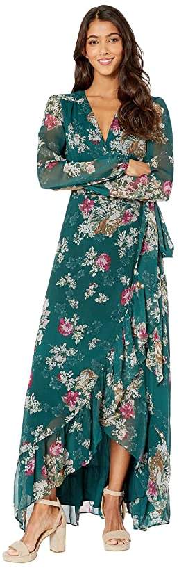 WAYF Meryl Long Sleeve Wrap Dress (Pine ...