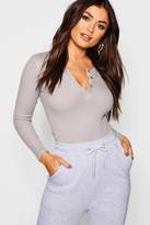 Thumbnail for your product : boohoo Long Sleeve Knitted Button Up Bodysuit