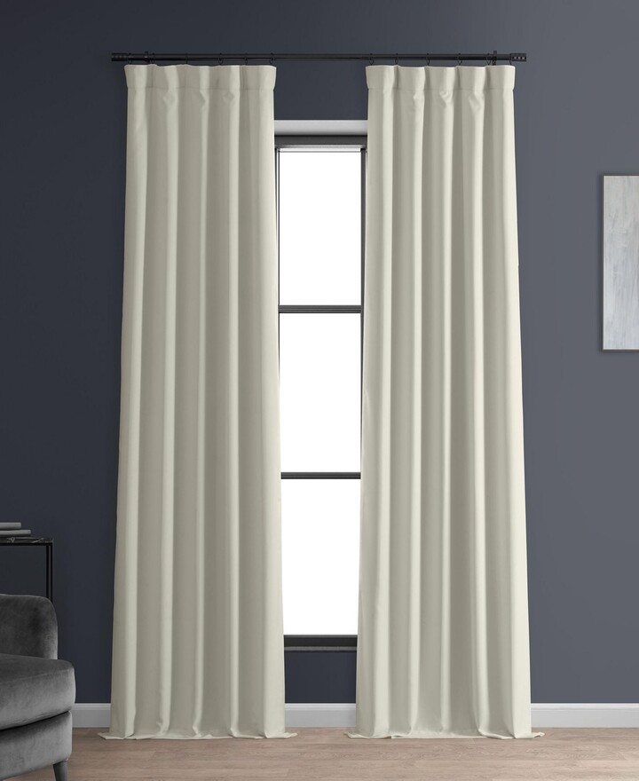 Half Price Drapes Off White Faux Linen Hotel Blackout Curtain