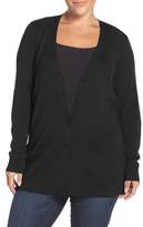 Thumbnail for your product : Sejour Ribbed V-Neck Cardigan (Plus Size)