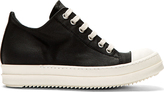 Thumbnail for your product : Rick Owens Black Coated Cotton Low-Top Ramones Sneakers