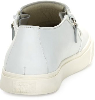 Giuseppe Zanotti Leather Double-Zip Sneaker, White