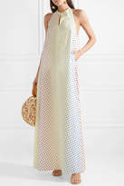 Thumbnail for your product : Rosie Assoulin Polka-dot Flocked Stretch Cotton-poplin Halterneck Maxi Dress
