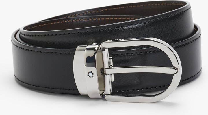 Horseshoe buckle black/brown 30 mm reversible leather belt - Luxury Belts –  Montblanc® CL