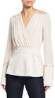 elie tahari zina vneck longsleeve silk blouse