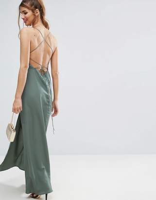 ASOS Design Plunge Strap Back Maxi Dress