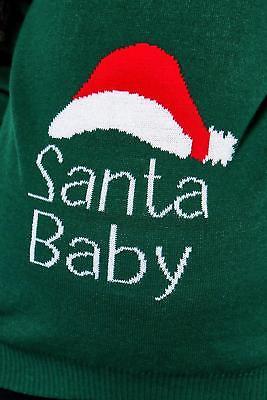 boohoo Womens Maternity Esme Santa Baby Christmas Jumper in Bottle Green size