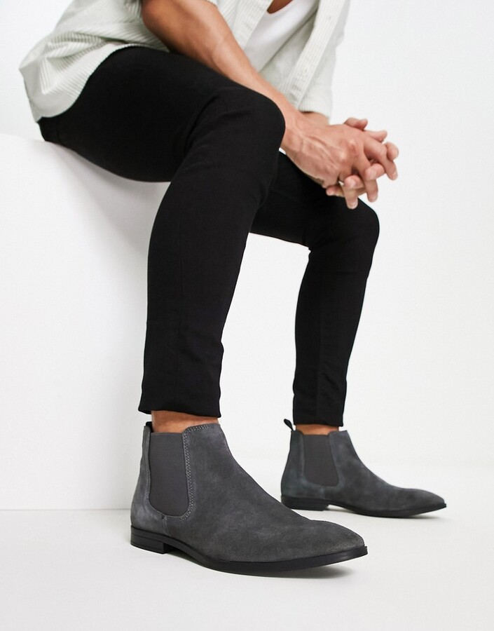 Mens Grey Suede Chelsea Boot | ShopStyle