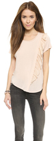 Thumbnail for your product : Rebecca Taylor Jersey Top with Silk Ruffle