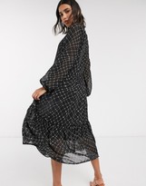 Thumbnail for your product : Vero Moda chiffon midi shirt dress in black check print