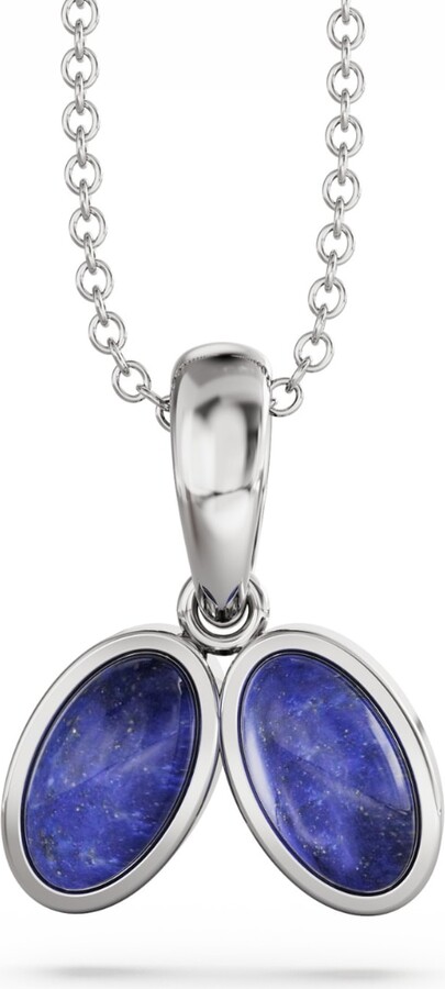 Linda Fiore Blue / Silver You & Me Baby Sterling Silver Necklace With Blue Lapis Lazuli Stones