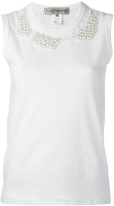 Comme des Garcons pearled trim sleeveless top - women - Cotton - L