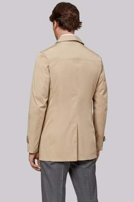 Moss Bros Tailored fit Stone Raincoat