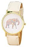 Orangesky Women's Elephant Printing Pattern Leather Watch