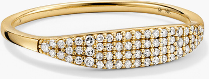 Mejuri Pavé Diamond Slim Signet Ring