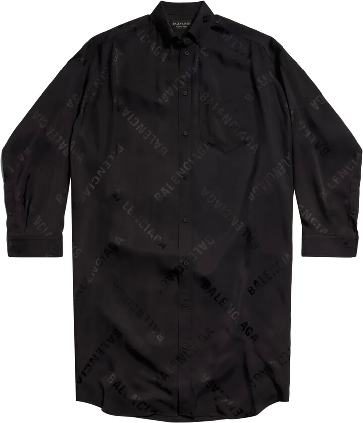 Balenciaga Diagonal Logo-Print Shirtdress
