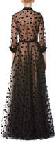 Thumbnail for your product : Carolina Herrera Illusion Polka Dot Tulle Trench Gown, Black