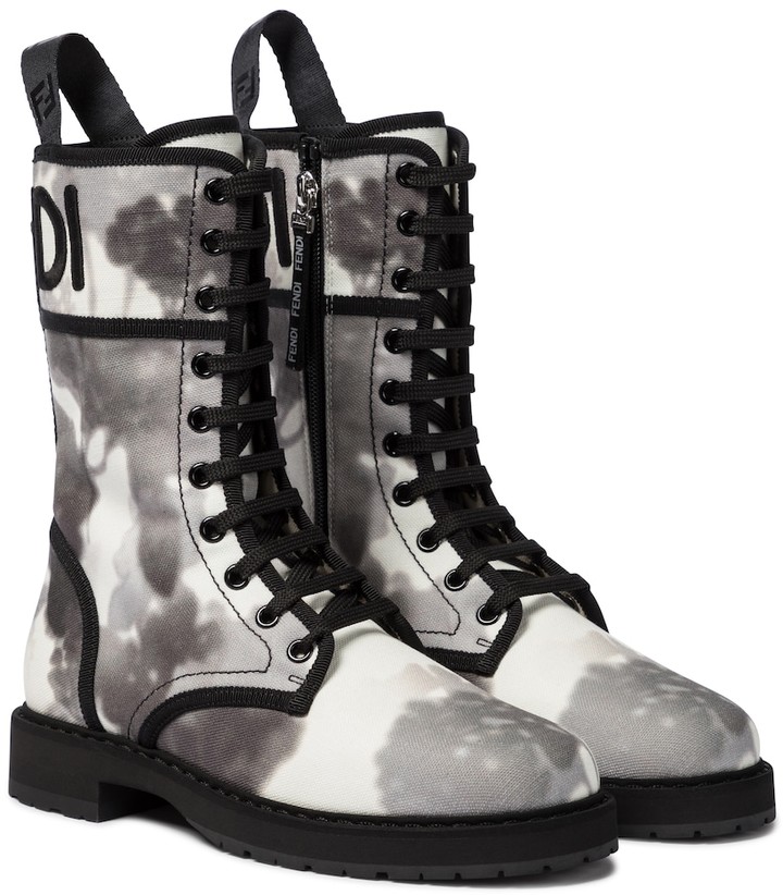 Fendi Signature canvas combat boots ShopStyle