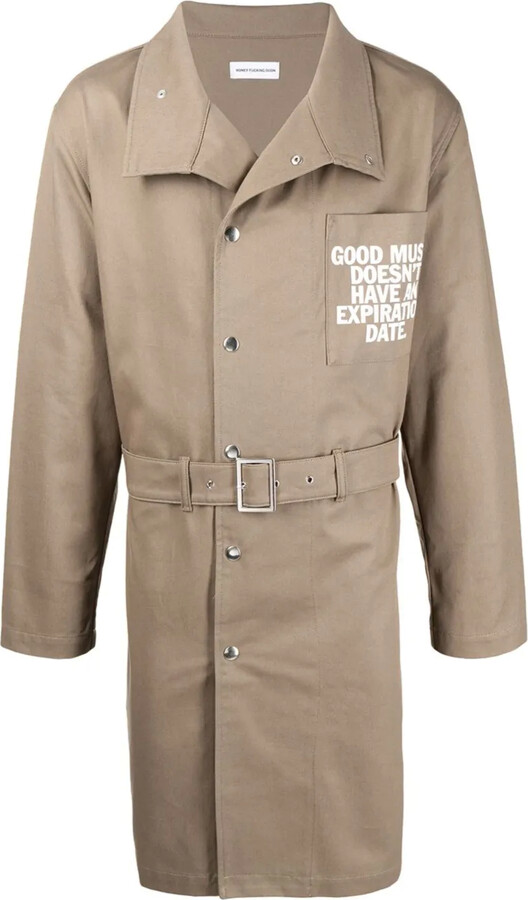 Honey Fucking Dijon Graphic-Print Trench Coat