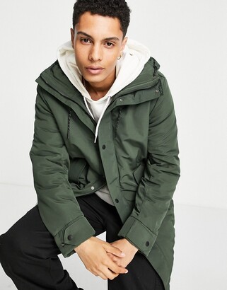 Selected parka with fishtail in khaki - ShopStyle