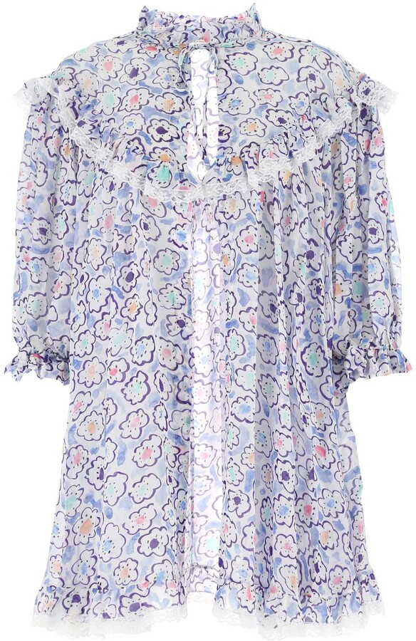 Alessandra Rich Floral Printed Mockneck Overshirt - ShopStyle Jackets