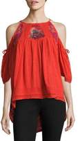 Thumbnail for your product : Free People Fast Times Cold-Shoulder Embroidered Top